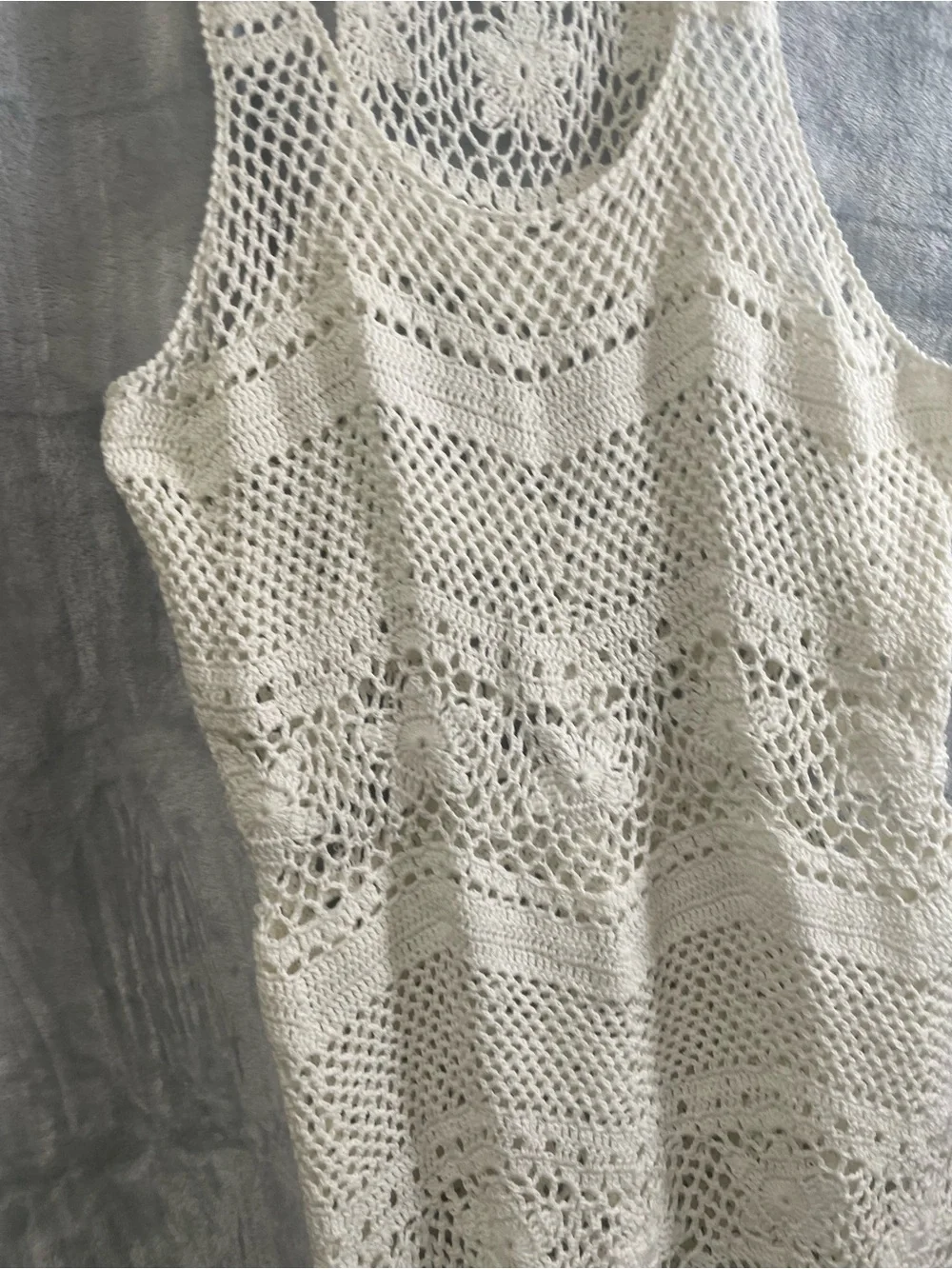 Crochet mini dress fringe swim coverup - Picture 16 of 16